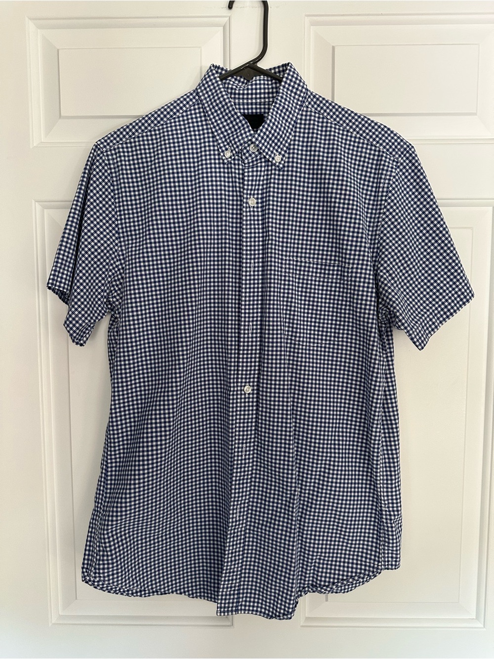 J Crew Men's Short-Sleeve Button-Down Gingham Shirt - Blue, size M